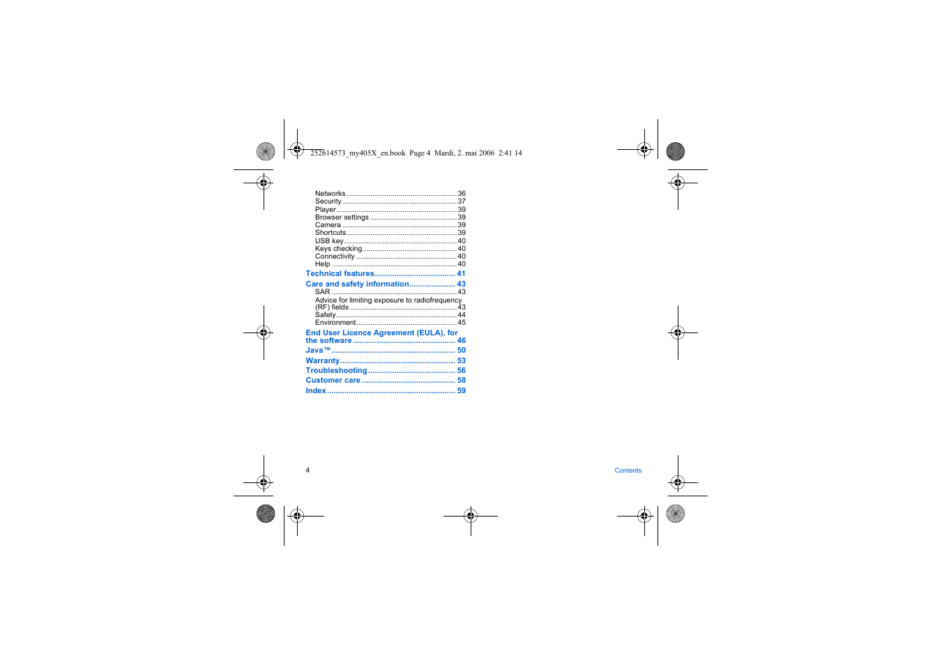 Sagem my405X User Manual | Page 4 / 64