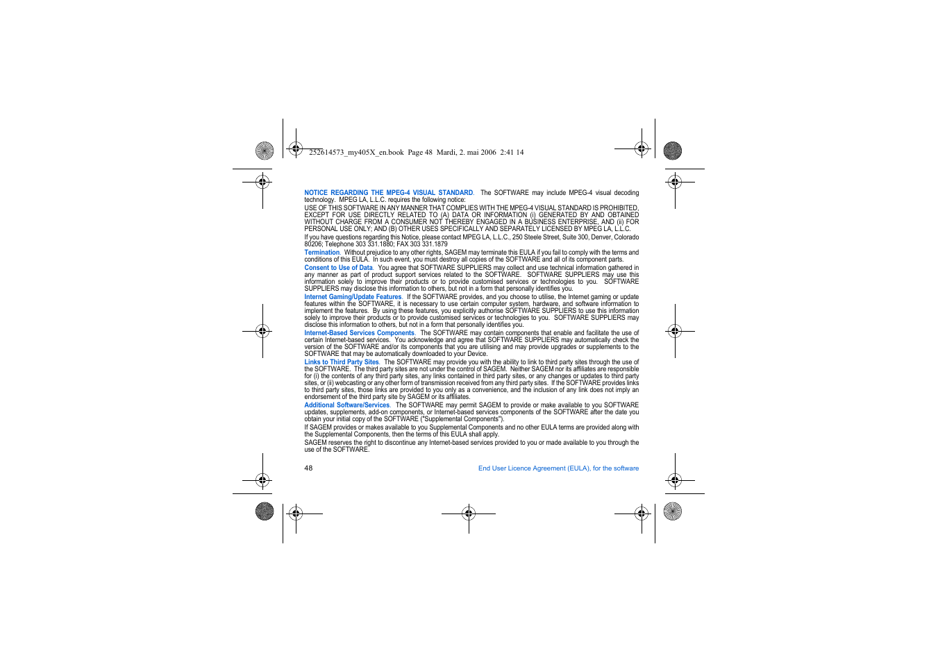 Sagem my405X User Manual | Page 48 / 64