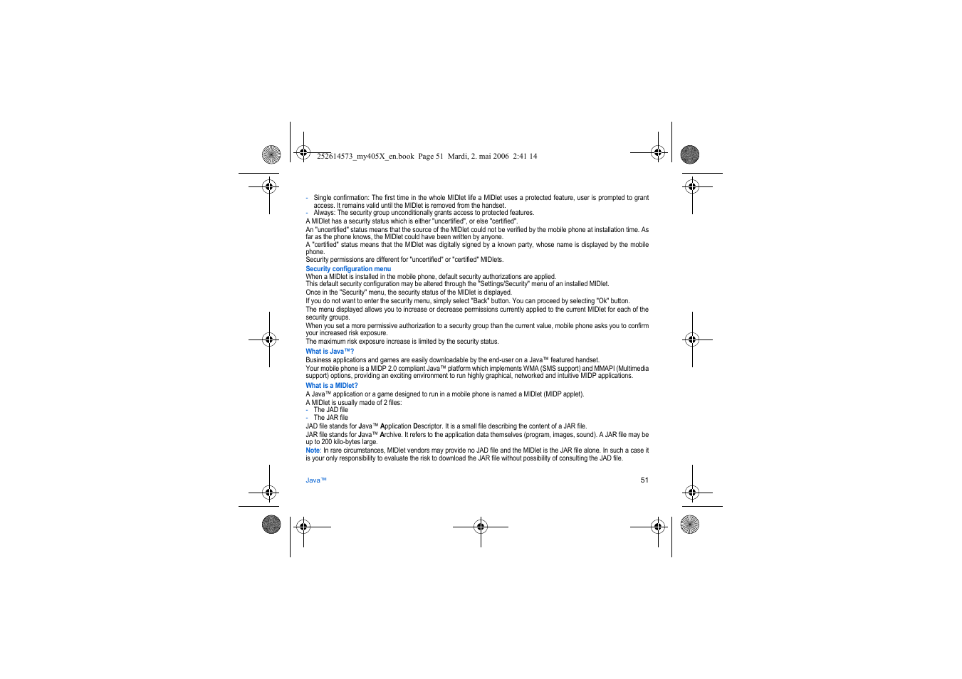 Sagem my405X User Manual | Page 51 / 64