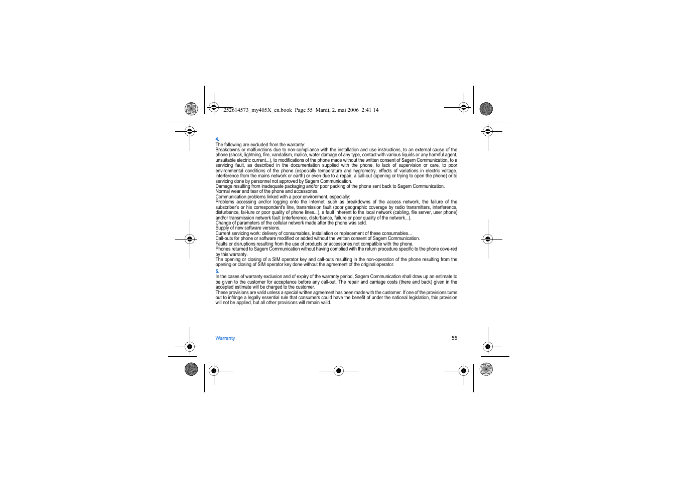 Sagem my405X User Manual | Page 55 / 64