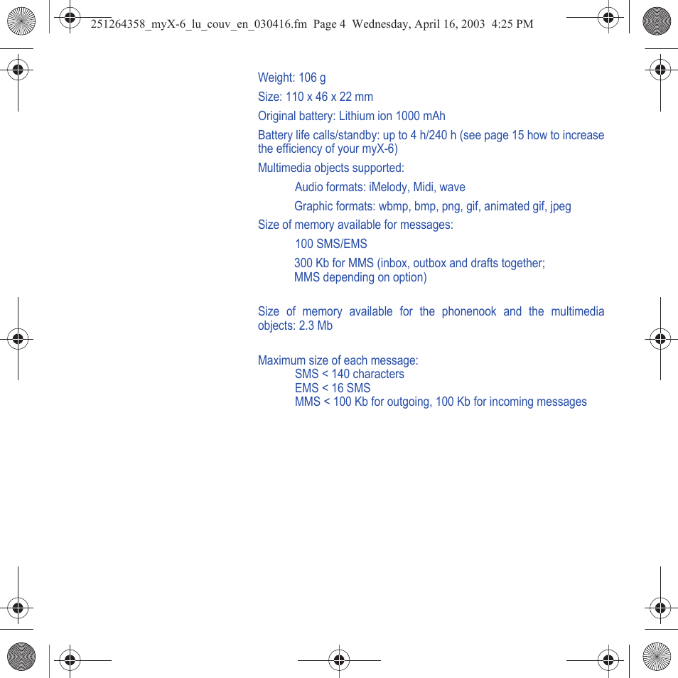 Sagem myX-6 User Manual | Page 3 / 89