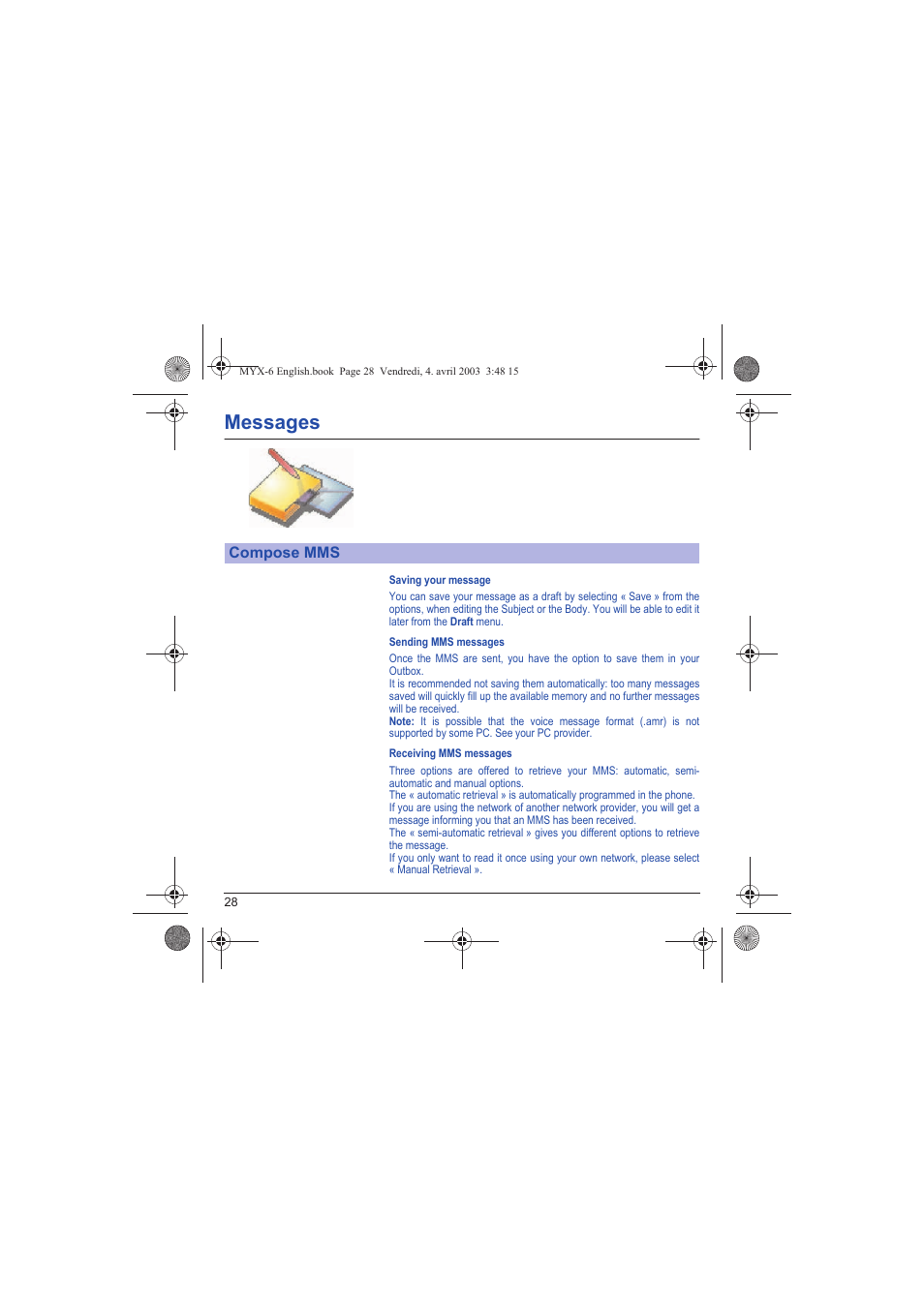 Messages | Sagem myX-6 User Manual | Page 31 / 89