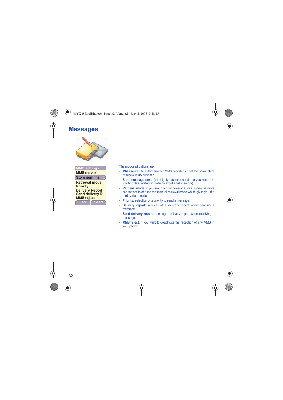 Messages | Sagem myX-6 User Manual | Page 35 / 89