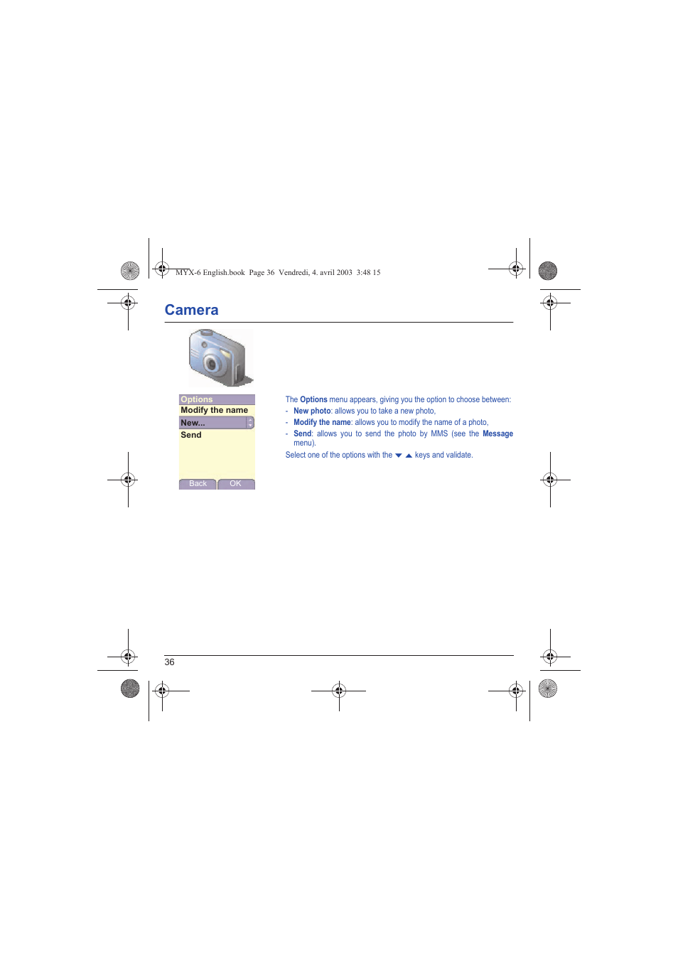 Camera | Sagem myX-6 User Manual | Page 39 / 89