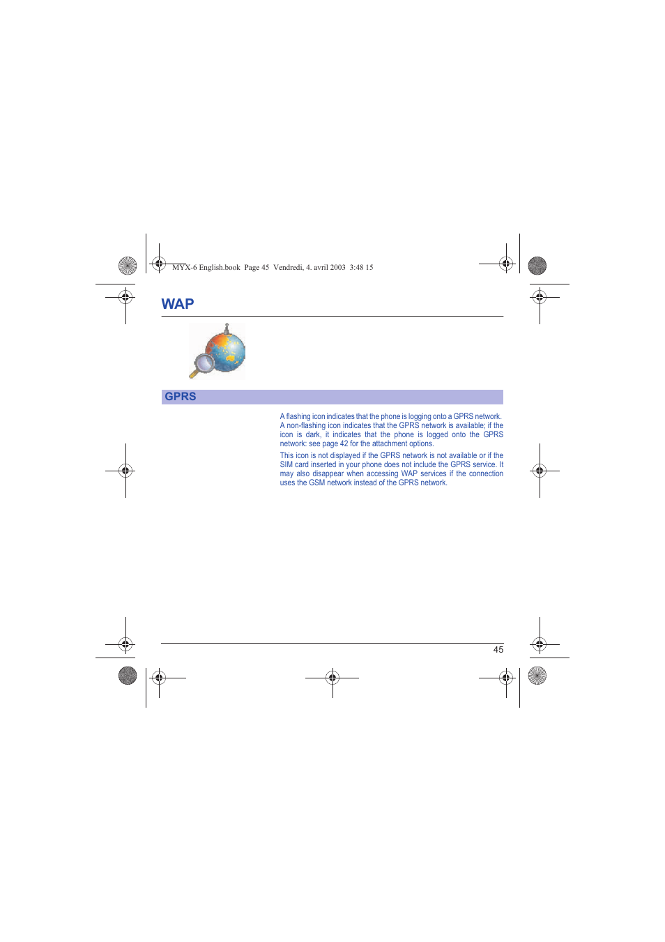 Gprs | Sagem myX-6 User Manual | Page 48 / 89