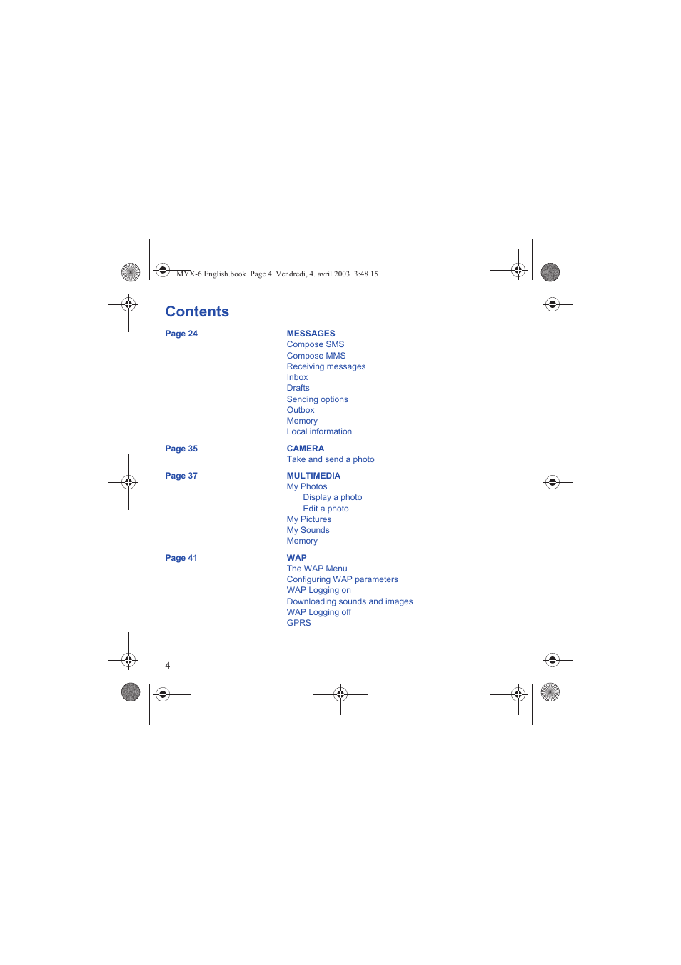 Sagem myX-6 User Manual | Page 7 / 89