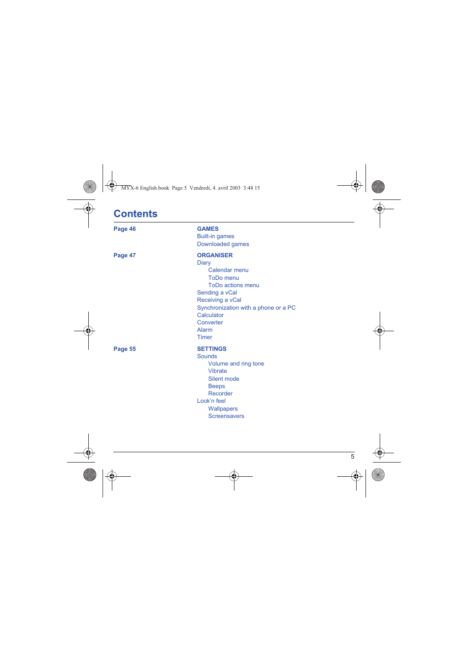 Sagem myX-6 User Manual | Page 8 / 89