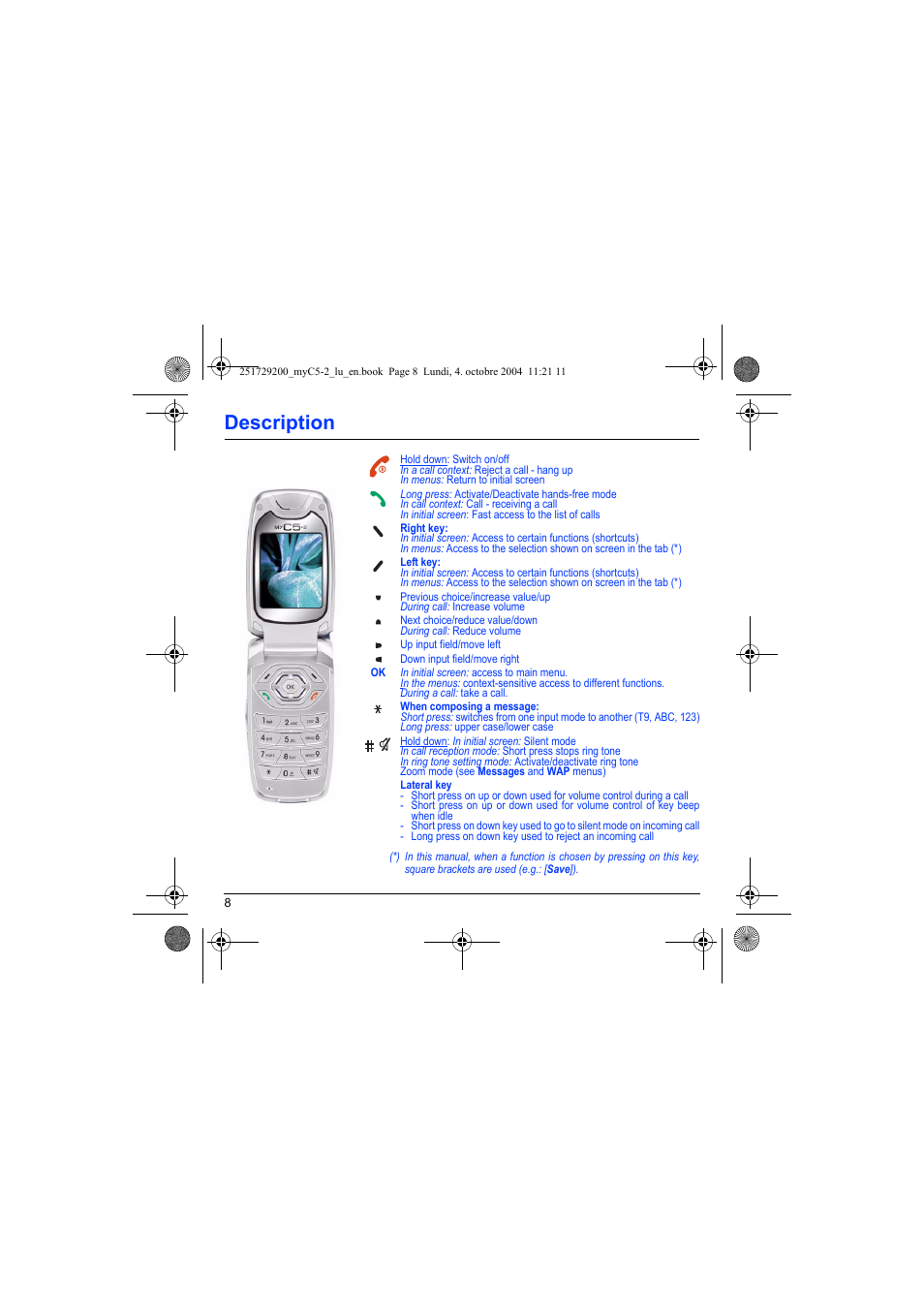 Description | Sagem myC5-2 User Manual | Page 11 / 99