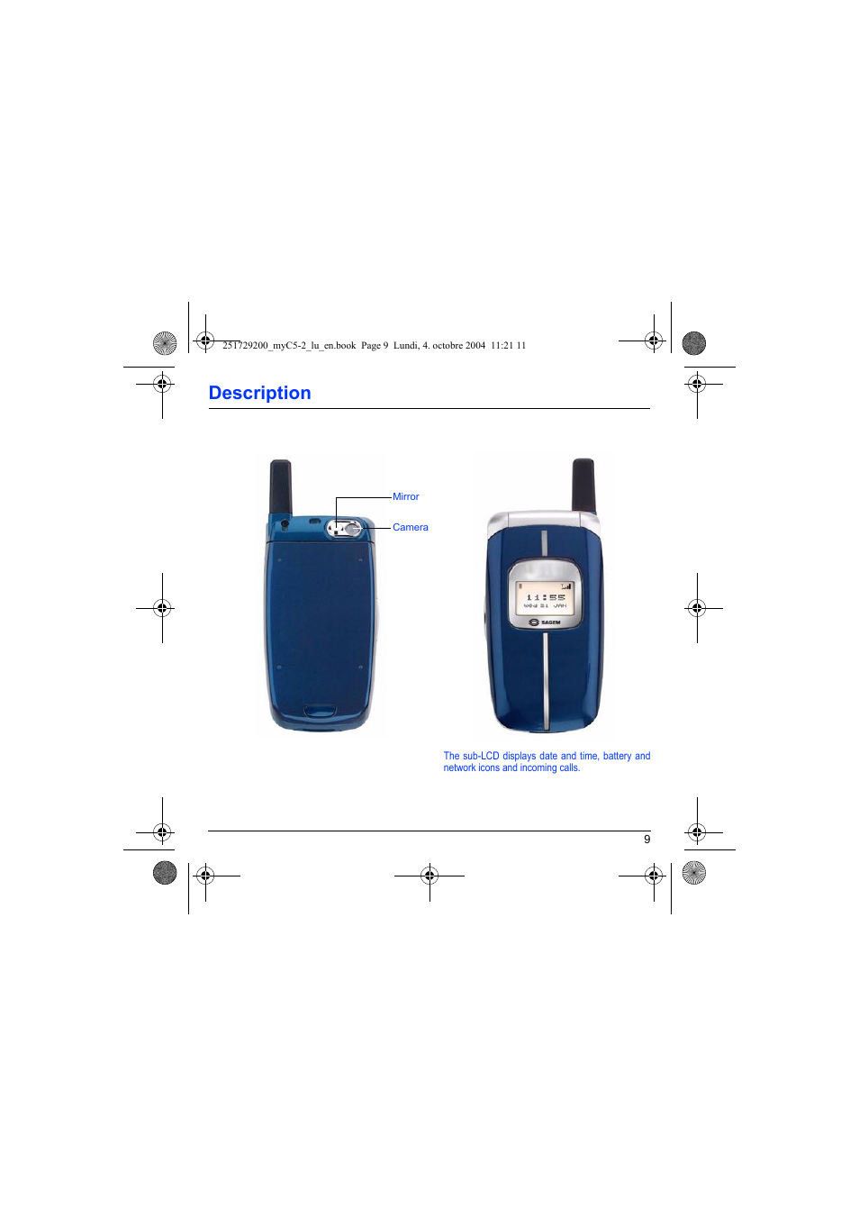 Description | Sagem myC5-2 User Manual | Page 12 / 99