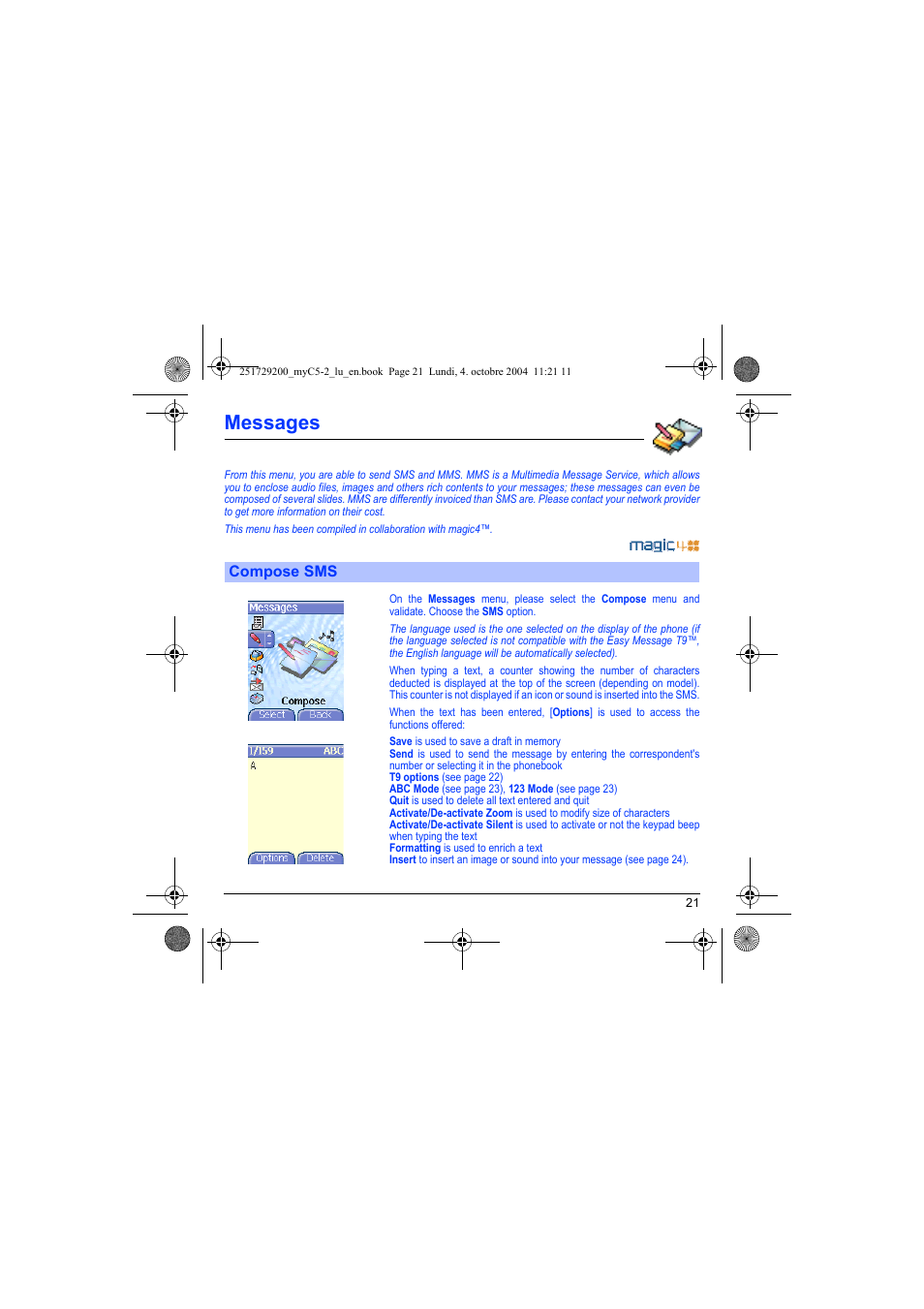 Messages, Compose sms | Sagem myC5-2 User Manual | Page 24 / 99