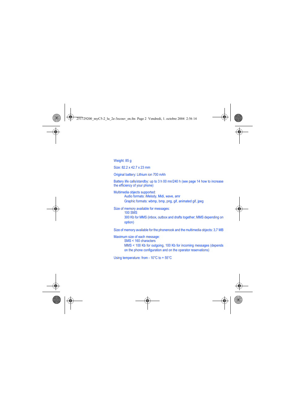 Sagem myC5-2 User Manual | Page 3 / 99