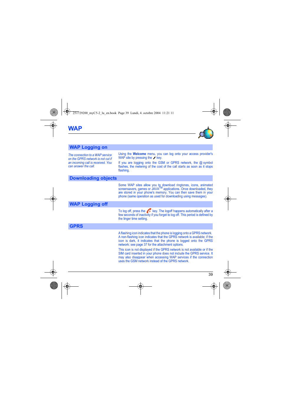 Sagem myC5-2 User Manual | Page 42 / 99