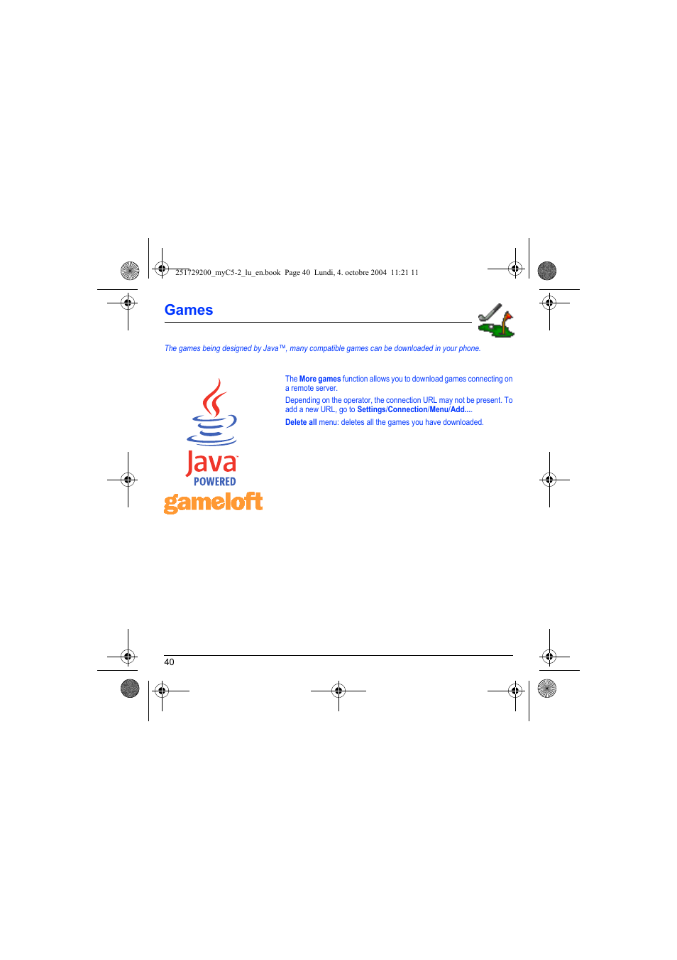 Games | Sagem myC5-2 User Manual | Page 43 / 99