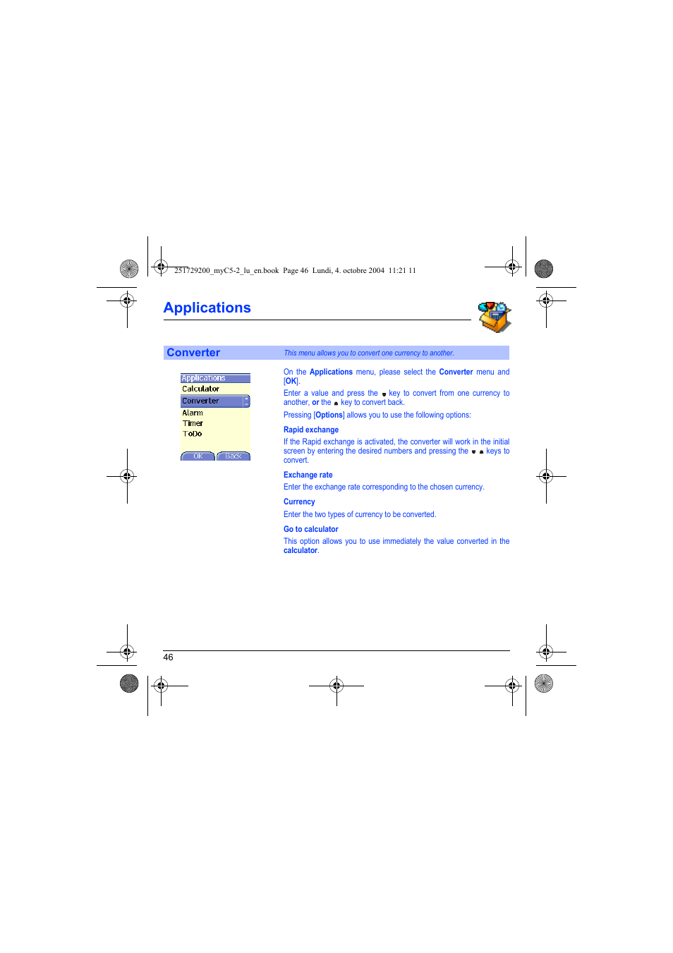 Converter, Applications | Sagem myC5-2 User Manual | Page 49 / 99