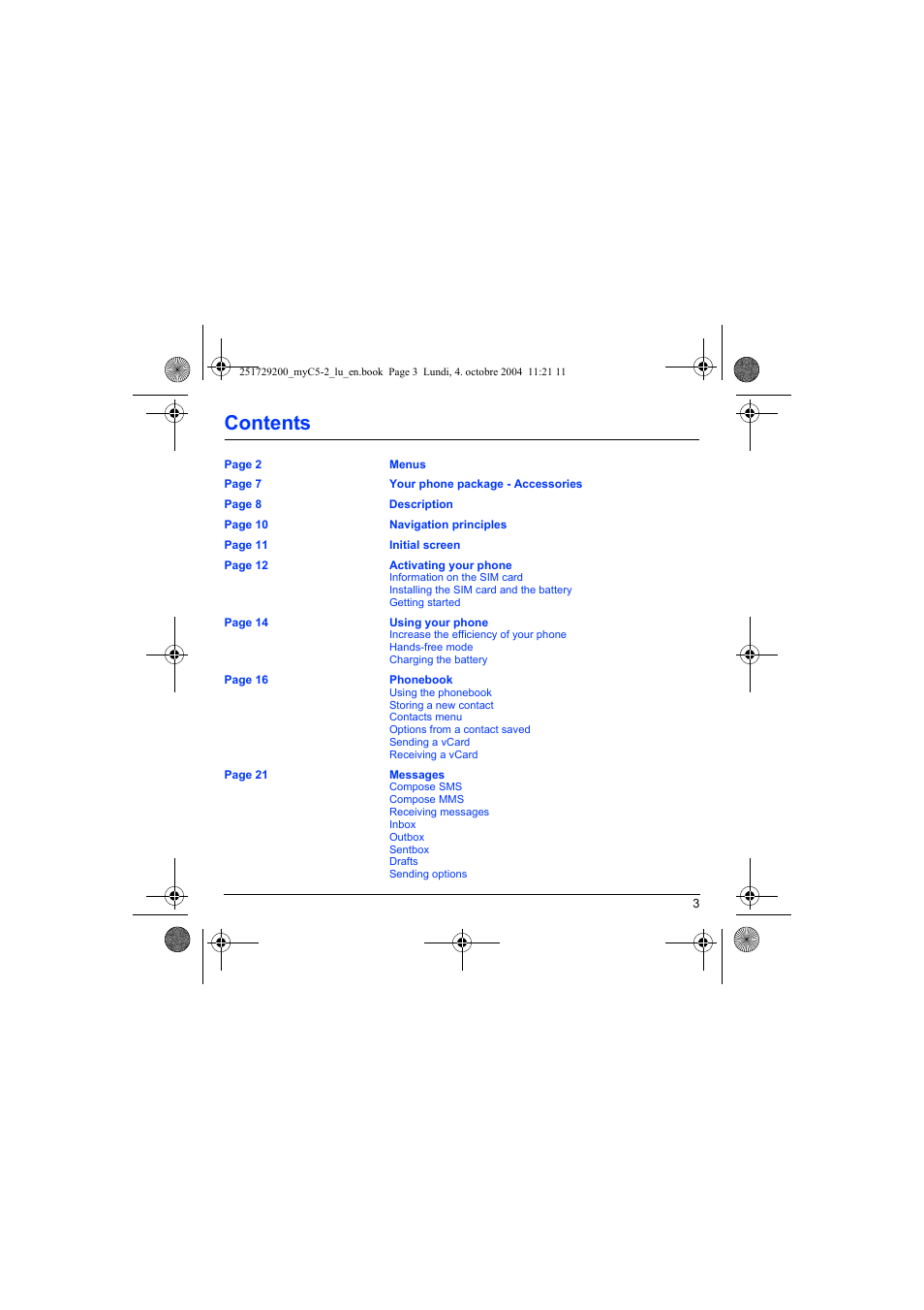 Sagem myC5-2 User Manual | Page 6 / 99