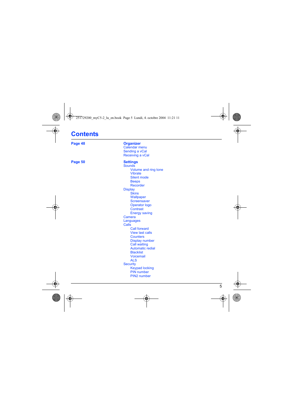 Sagem myC5-2 User Manual | Page 8 / 99