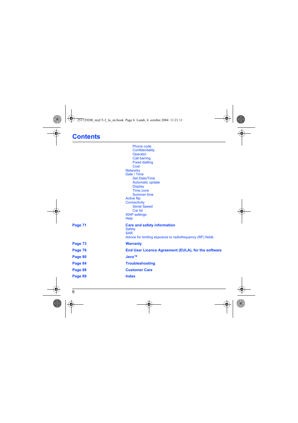 Sagem myC5-2 User Manual | Page 9 / 99