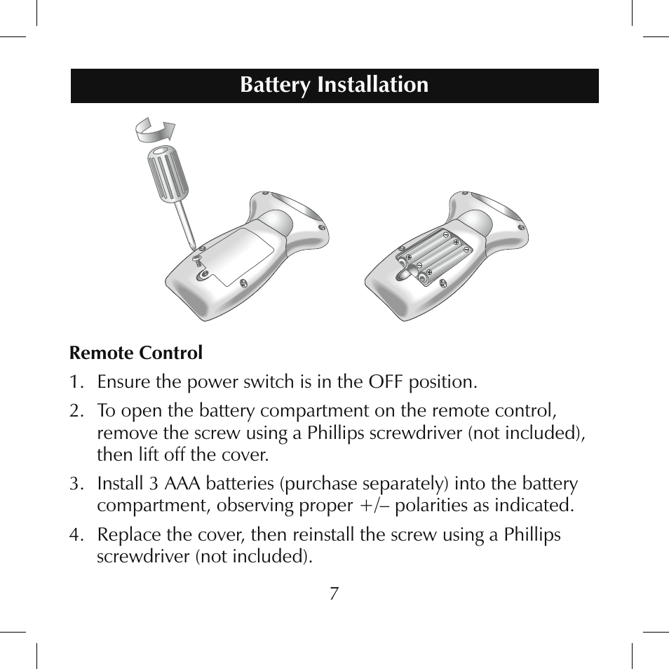 Battery installation | Sumo SL001 User Manual | Page 7 / 32