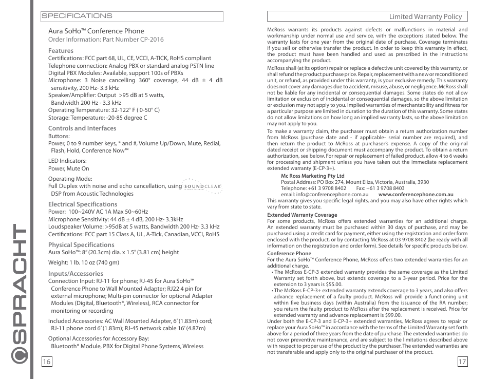 Spracht AURA SOHO CP-2016-003 User Manual | Page 11 / 12