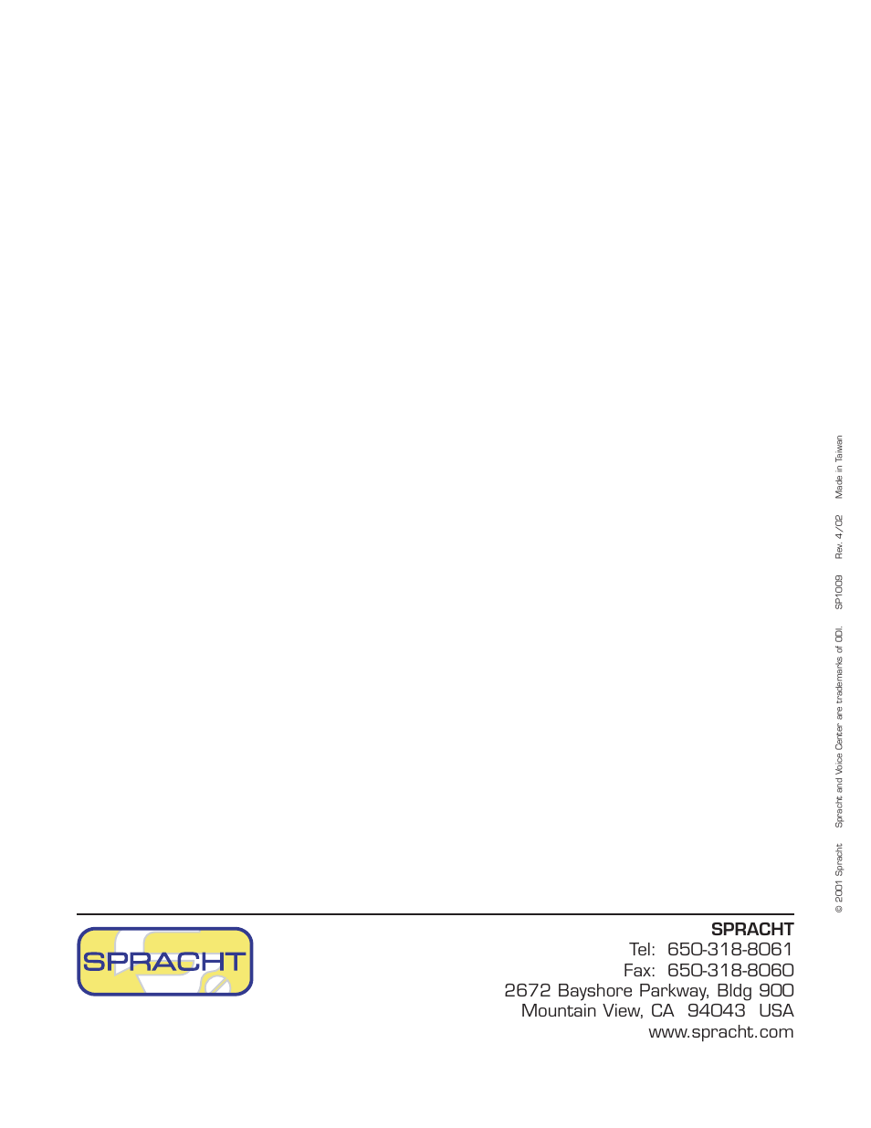Spracht Voice Center cp-2010 User Manual | Page 20 / 20