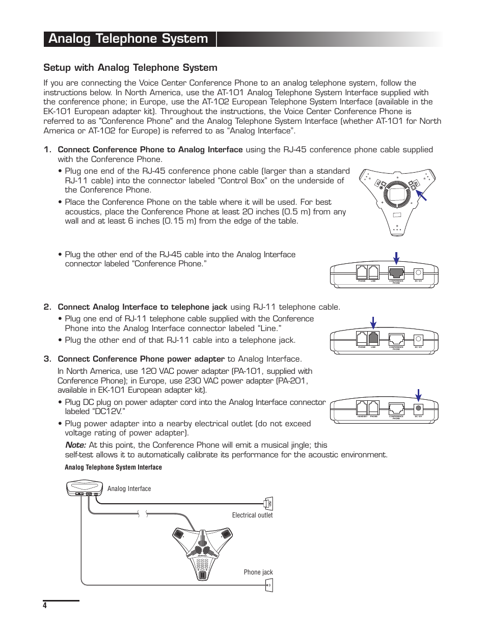 Analog telephone system, Setup with analog telephone system | Spracht Voice Center cp-2010 User Manual | Page 6 / 20