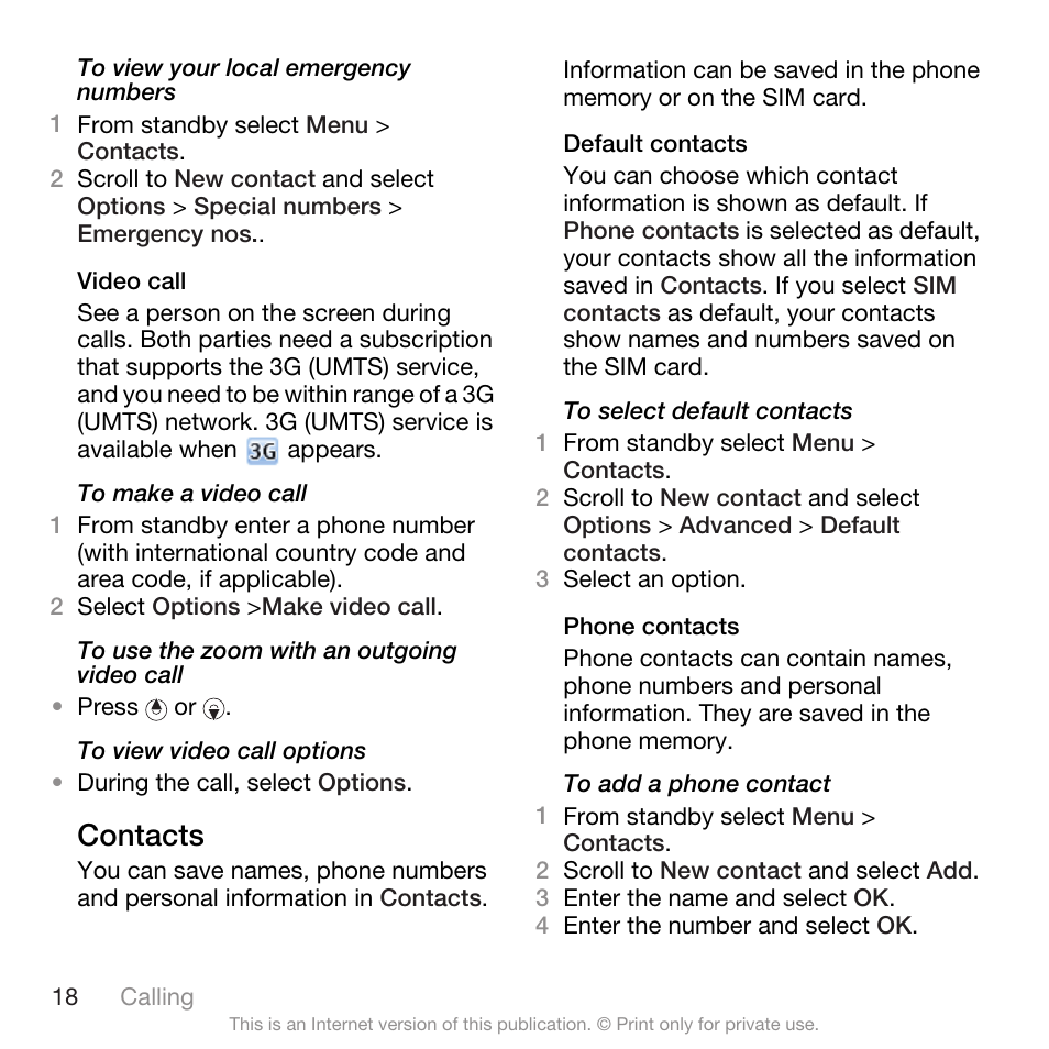 Contacts, See video call | Spracht W890I User Manual | Page 20 / 82