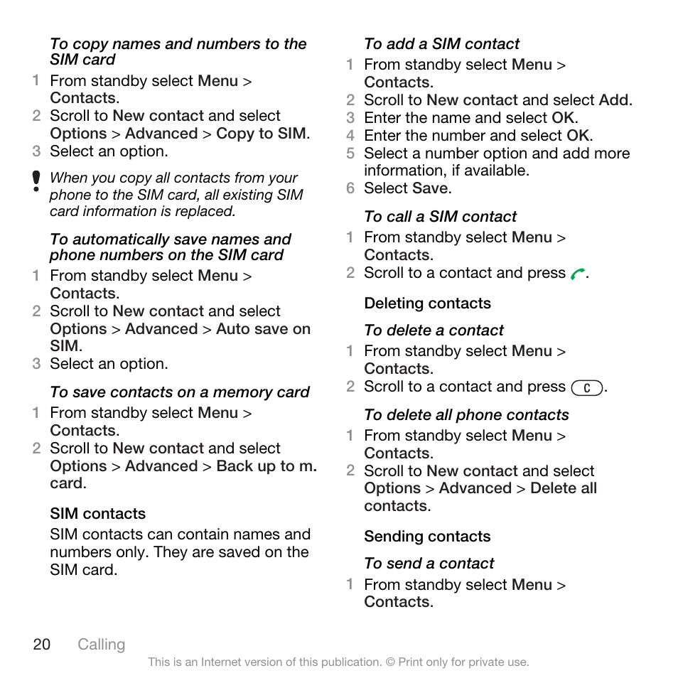 See to copy names and numbers to the | Spracht W890I User Manual | Page 22 / 82