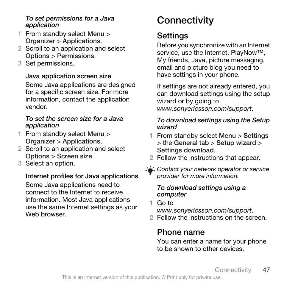 Connectivity, Settings, Phone name | Settings phone name | Spracht W890I User Manual | Page 49 / 82
