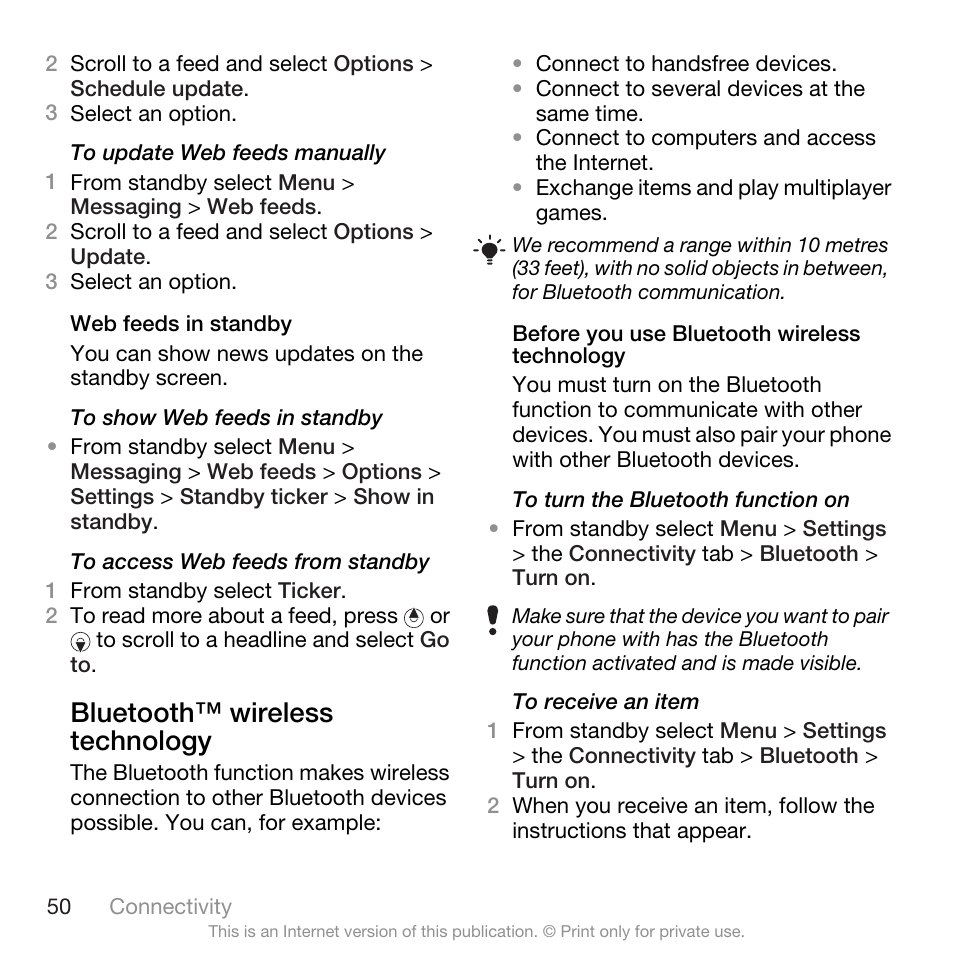 Bluetooth™ wireless technology | Spracht W890I User Manual | Page 52 / 82