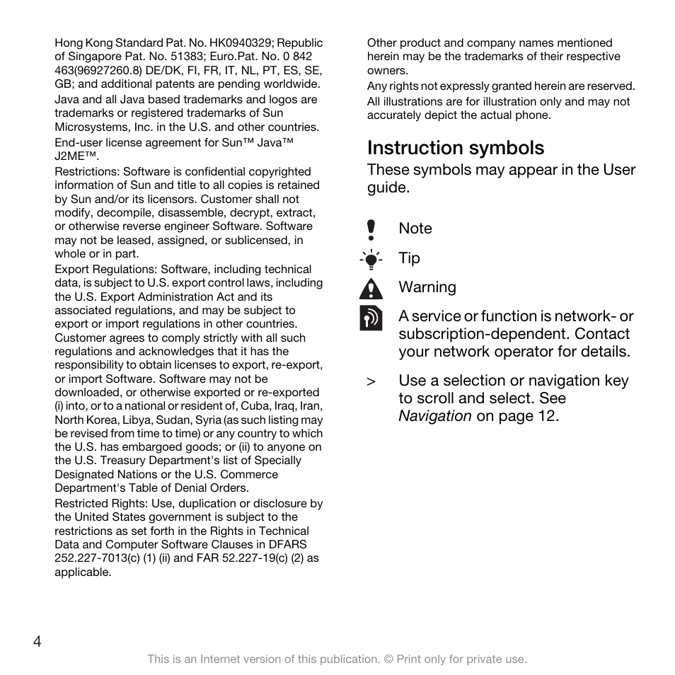 Instruction symbols | Spracht W890I User Manual | Page 6 / 82