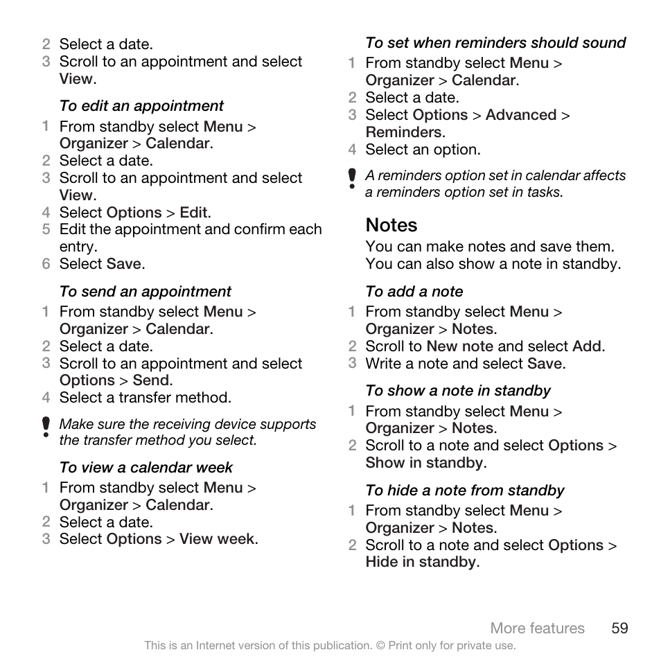 Notes | Spracht W890I User Manual | Page 61 / 82