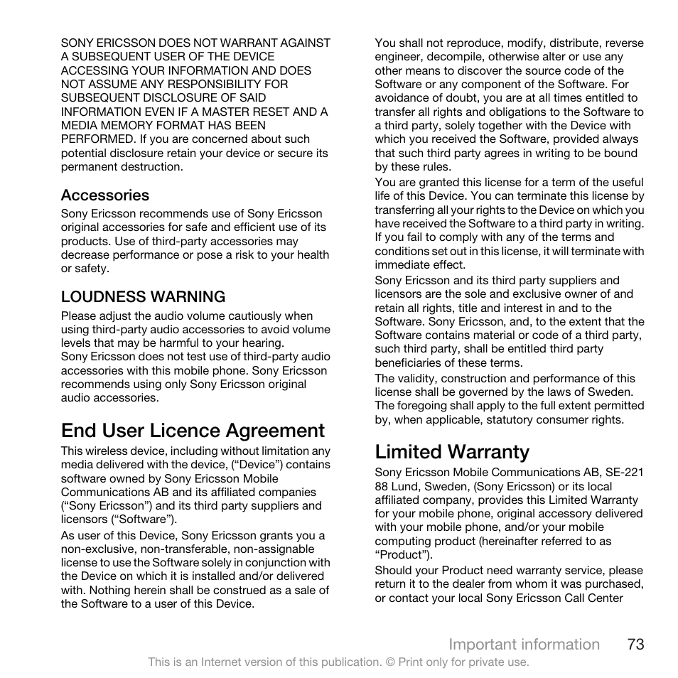 End user licence agreement, Limited warranty, End user licence agreement limited warranty | Spracht W890I User Manual | Page 75 / 82
