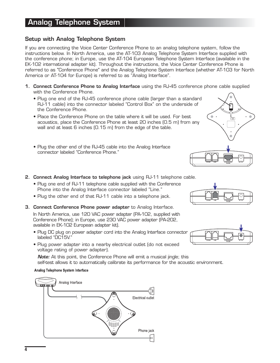 Analog telephone system, Setup with analog telephone system | Spracht CP-2012 User Manual | Page 5 / 19