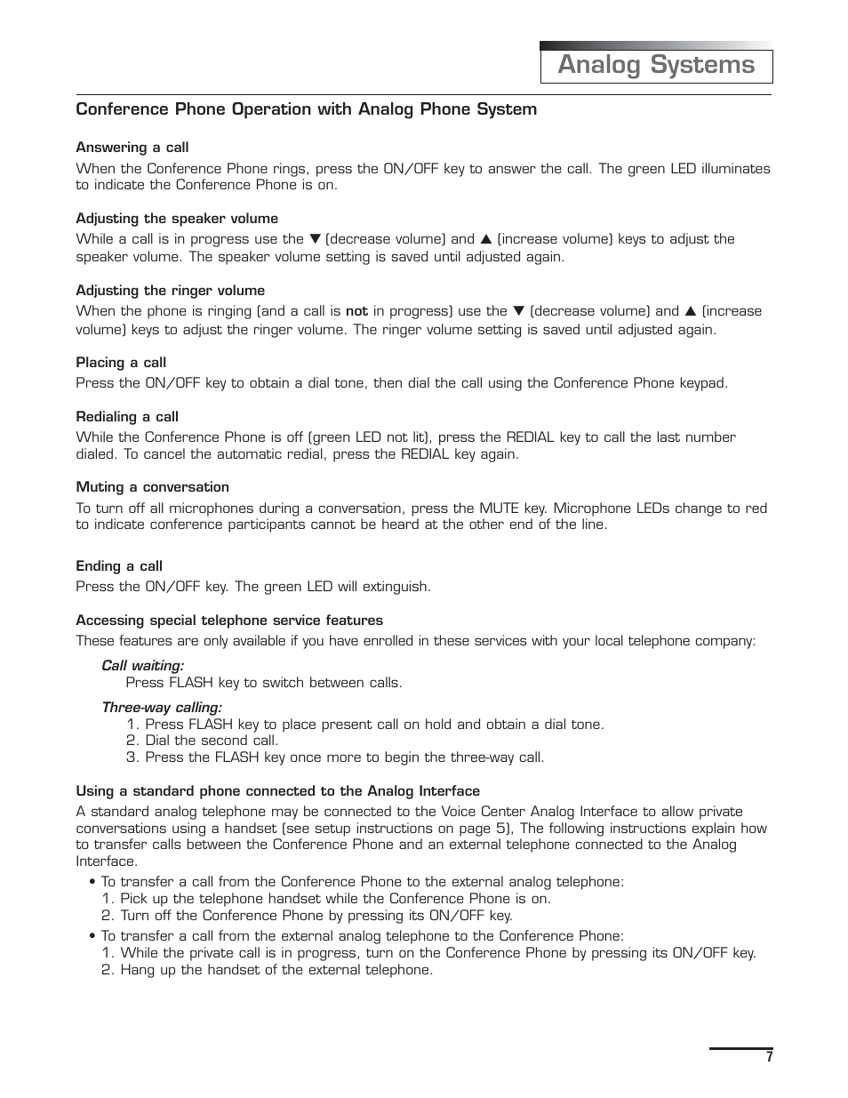 Analog systems | Spracht CP-2012 User Manual | Page 8 / 19