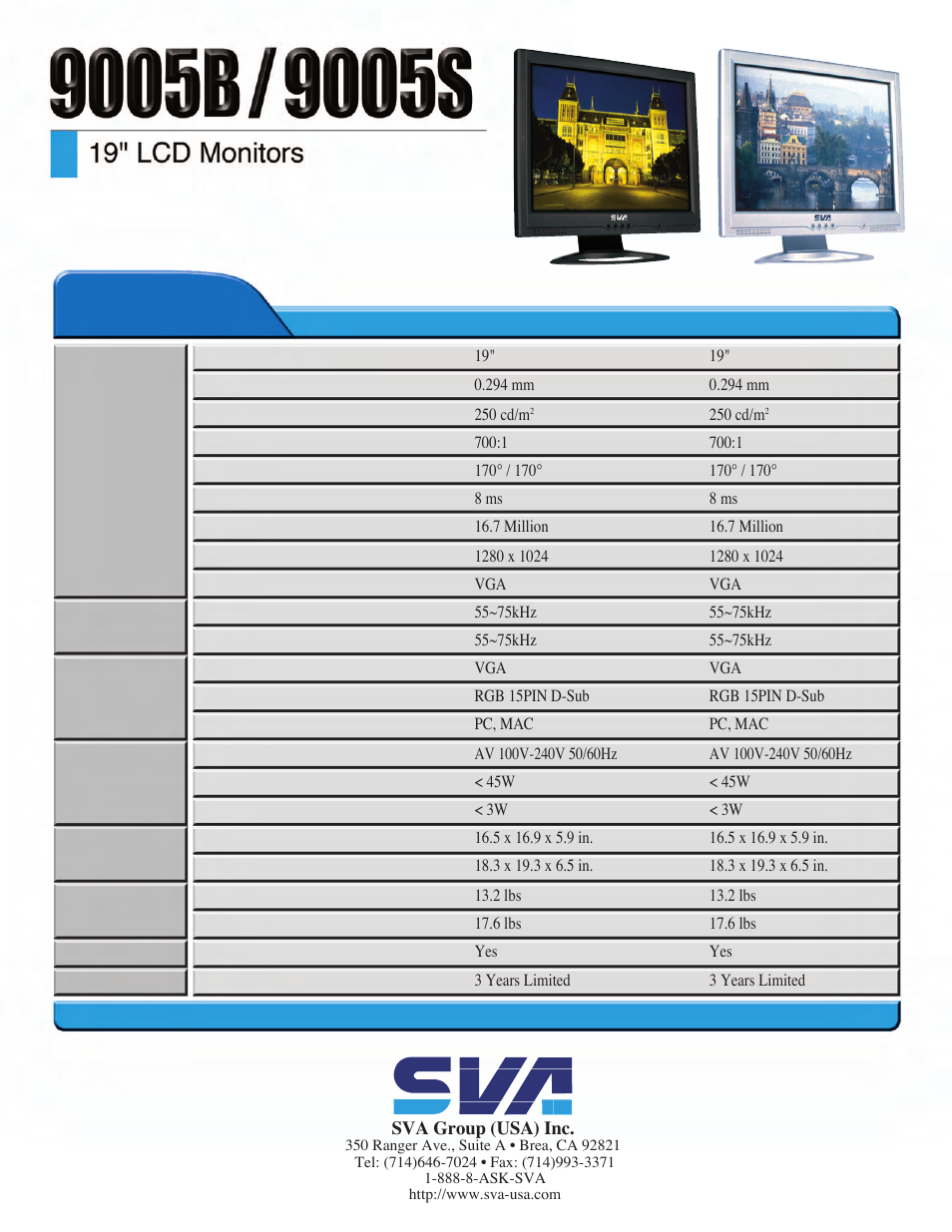 Lcd monitors | SVA 9005S User Manual | Page 2 / 2