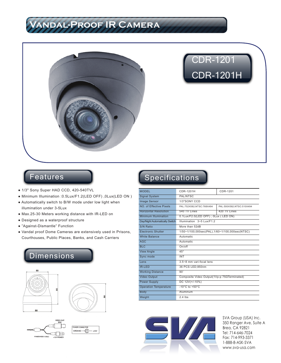 SVA CDR-1201 User Manual | 1 page