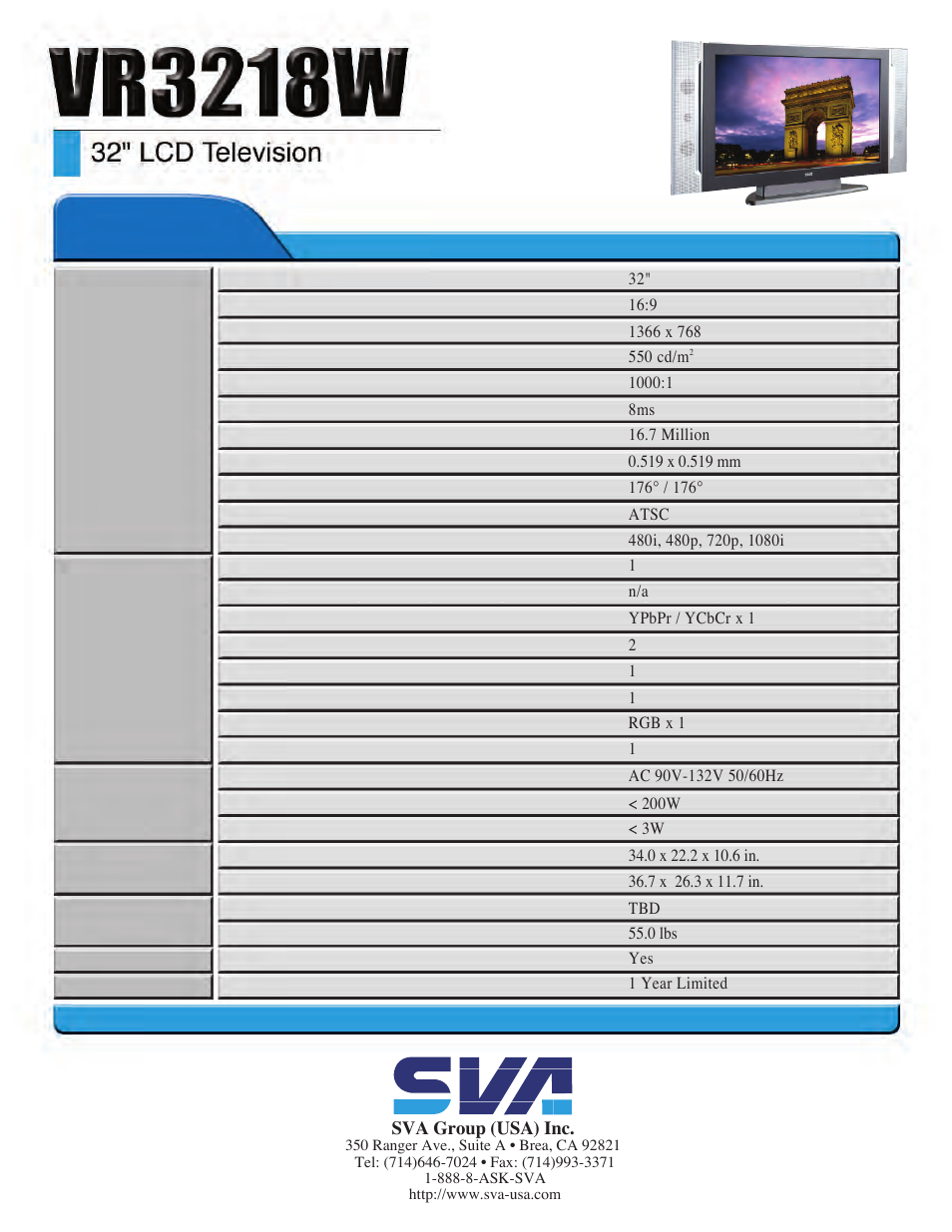 Lcd monitors | SVA VR3218W User Manual | Page 2 / 2