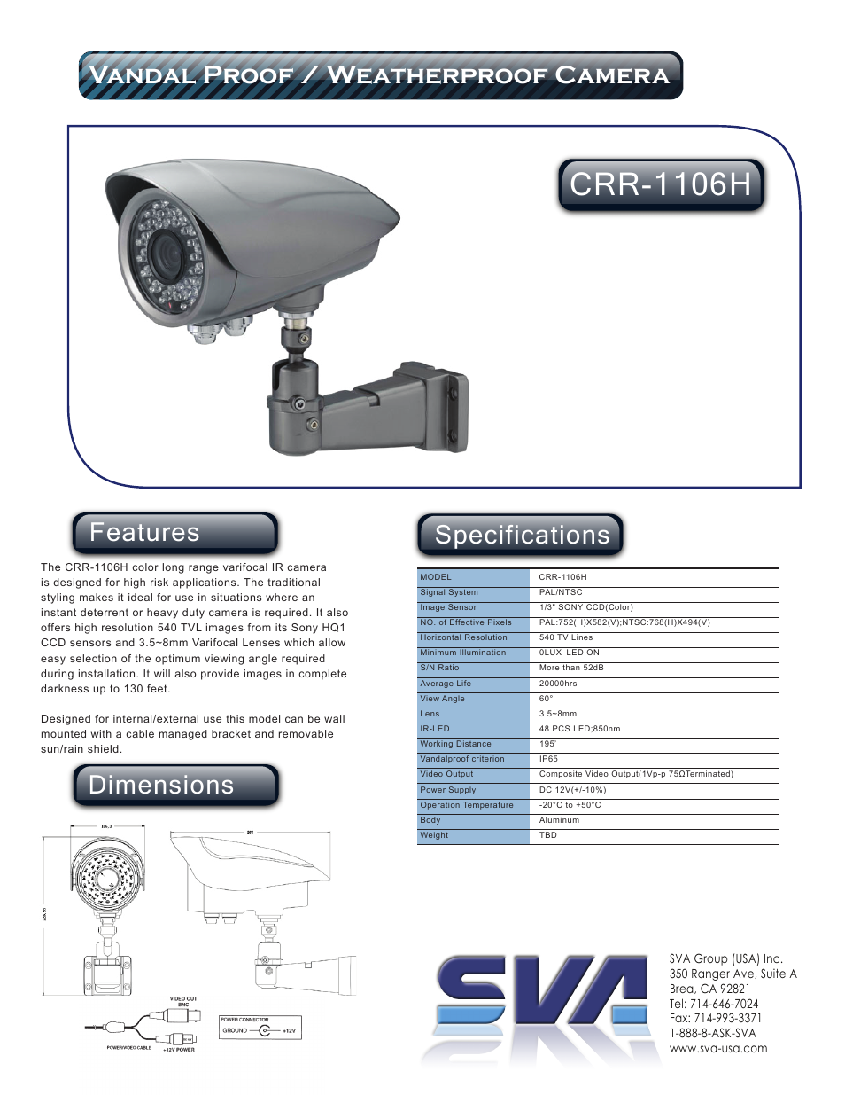 SVA CRR-1106H User Manual | 1 page