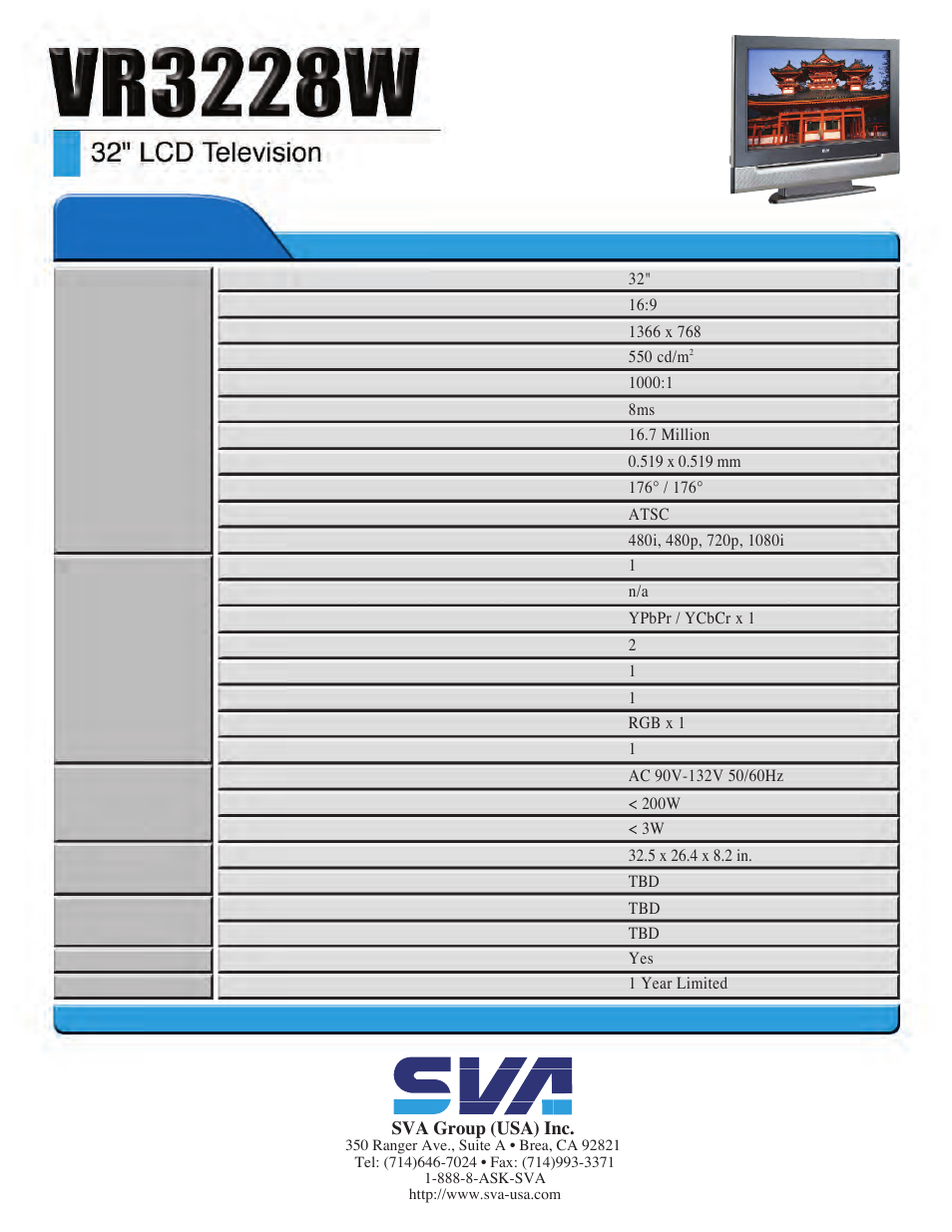 Lcd monitors | SVA VR3228W User Manual | Page 2 / 2