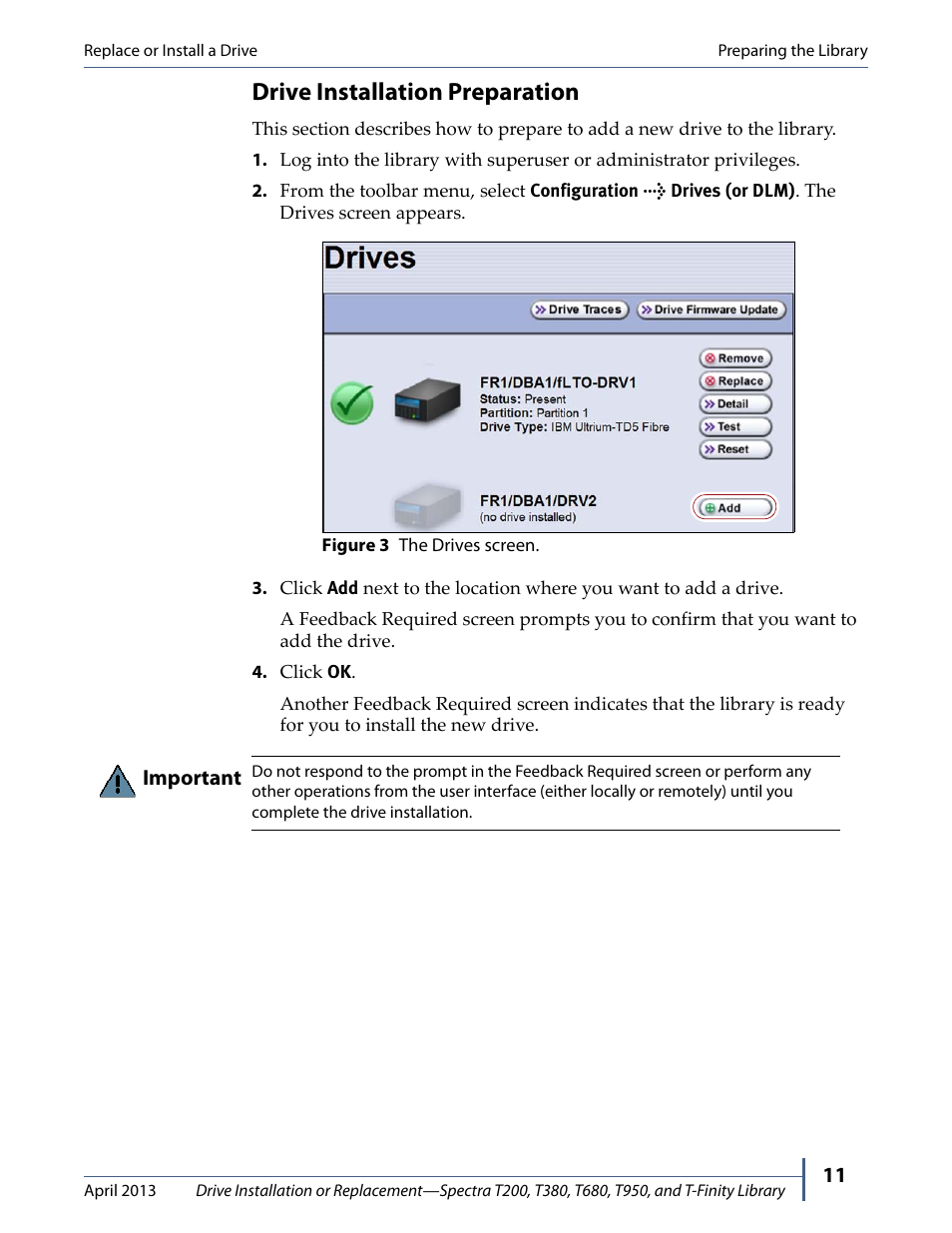 Drive installation preparation | Spectra Logic T380 User Manual | Page 11 / 27