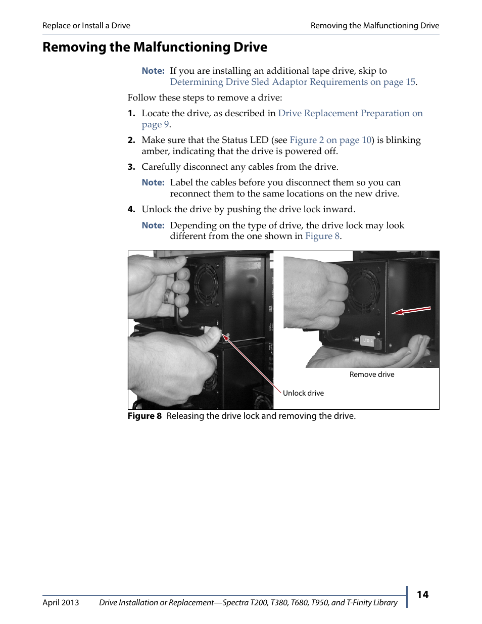 Removing the malfunctioning drive | Spectra Logic T380 User Manual | Page 14 / 27