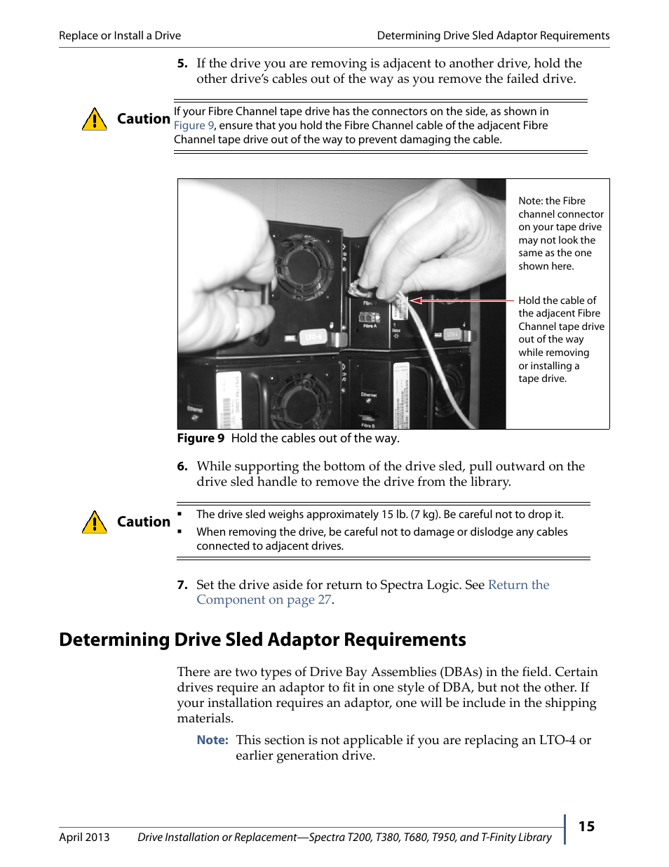 Determining drive sled adaptor requirements | Spectra Logic T380 User Manual | Page 15 / 27
