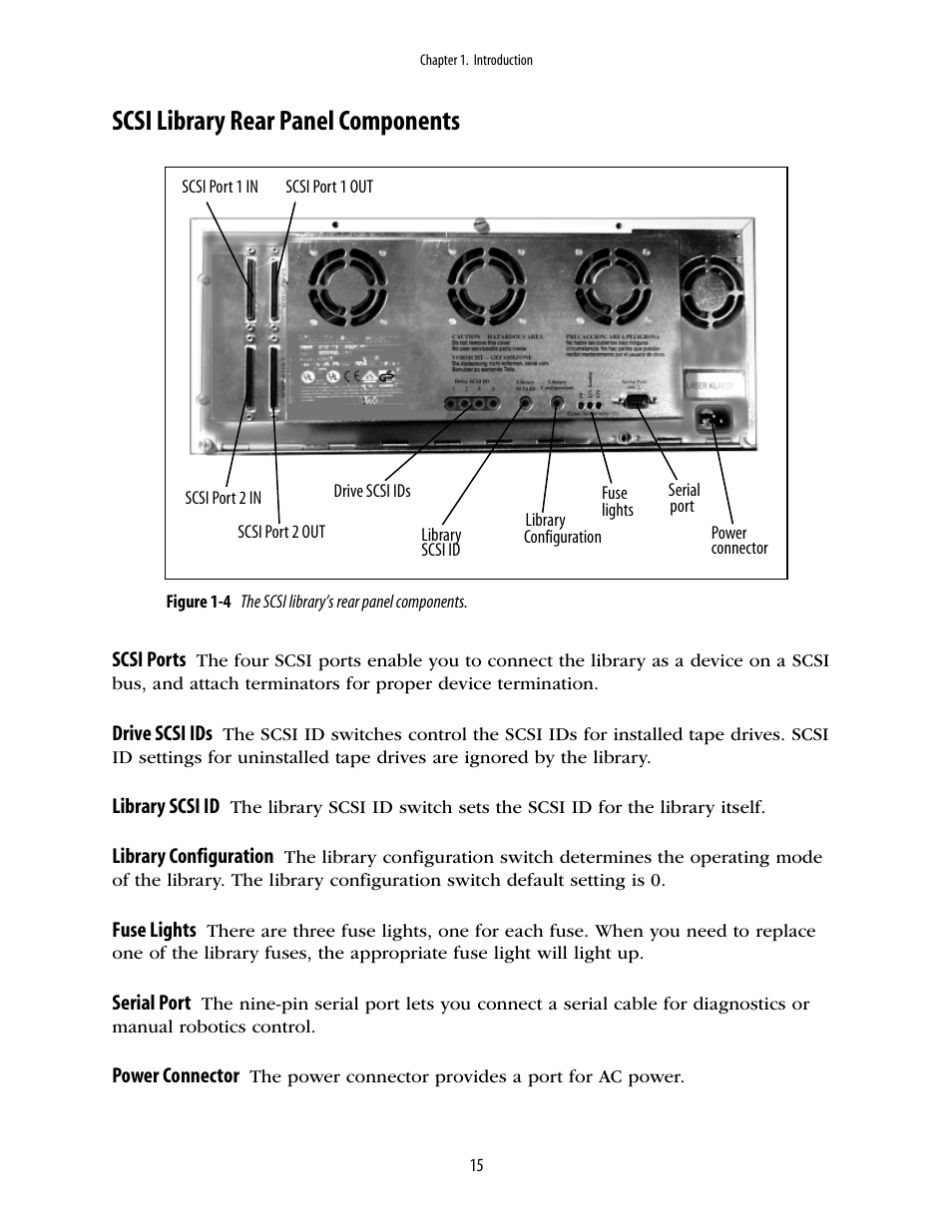 Scsi library rear panel components | Spectra Logic 10000 User Manual | Page 15 / 136