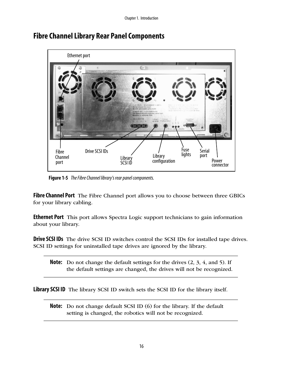 Fibre channel library rear panel components | Spectra Logic 10000 User Manual | Page 16 / 136