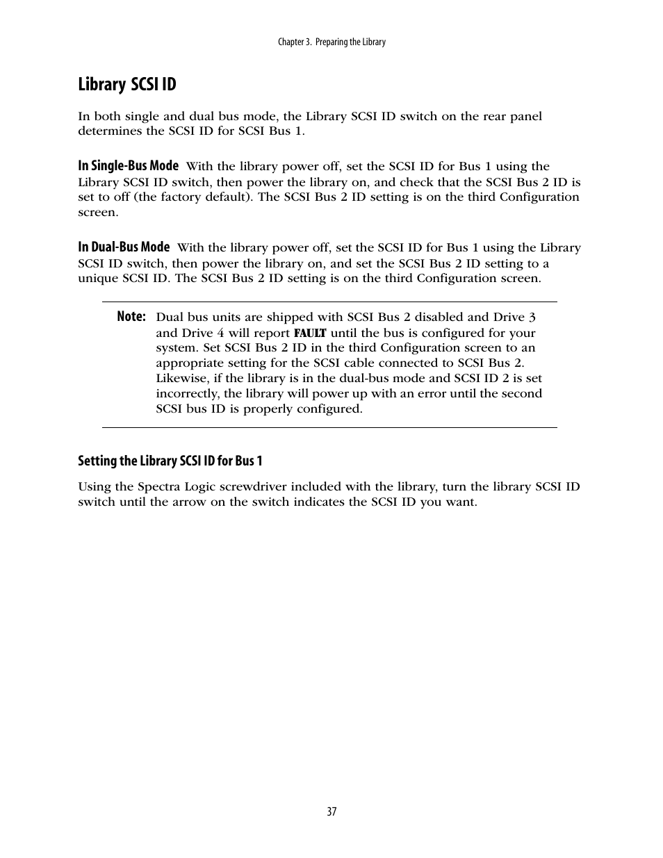 Library scsi id | Spectra Logic 10000 User Manual | Page 37 / 136