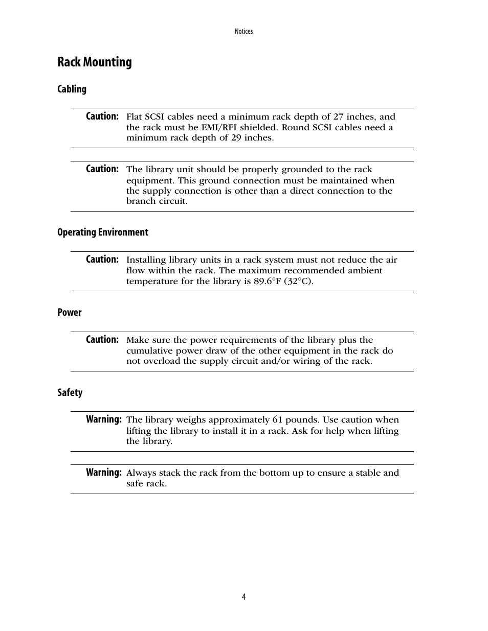 Rack mounting | Spectra Logic 10000 User Manual | Page 4 / 136