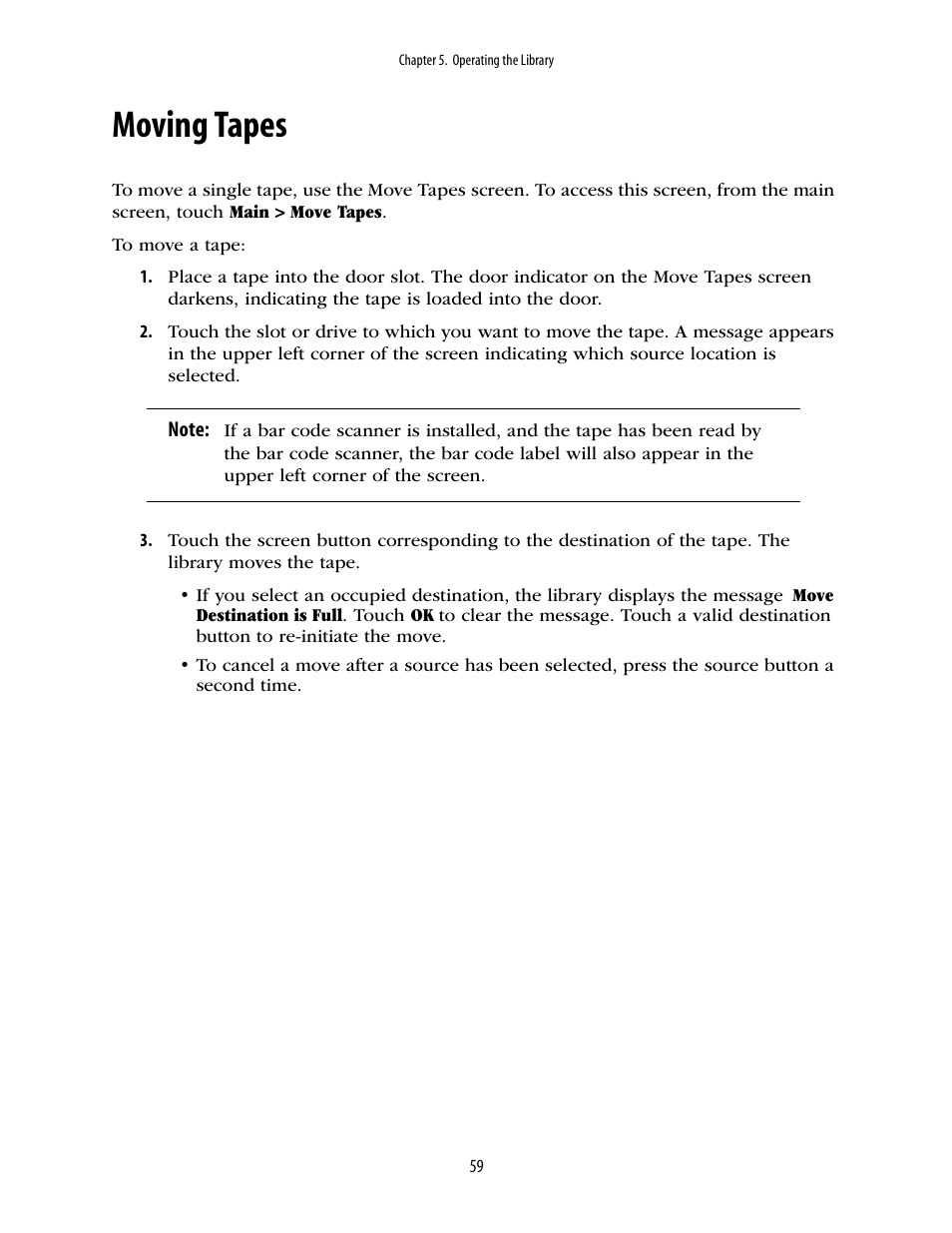 Moving tapes | Spectra Logic 10000 User Manual | Page 59 / 136