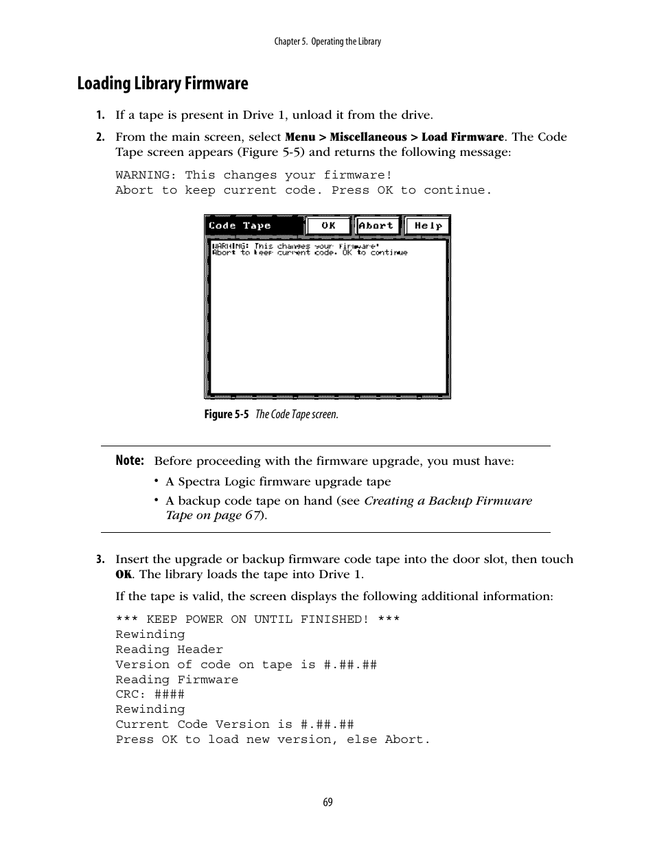 Loading library firmware | Spectra Logic 10000 User Manual | Page 69 / 136