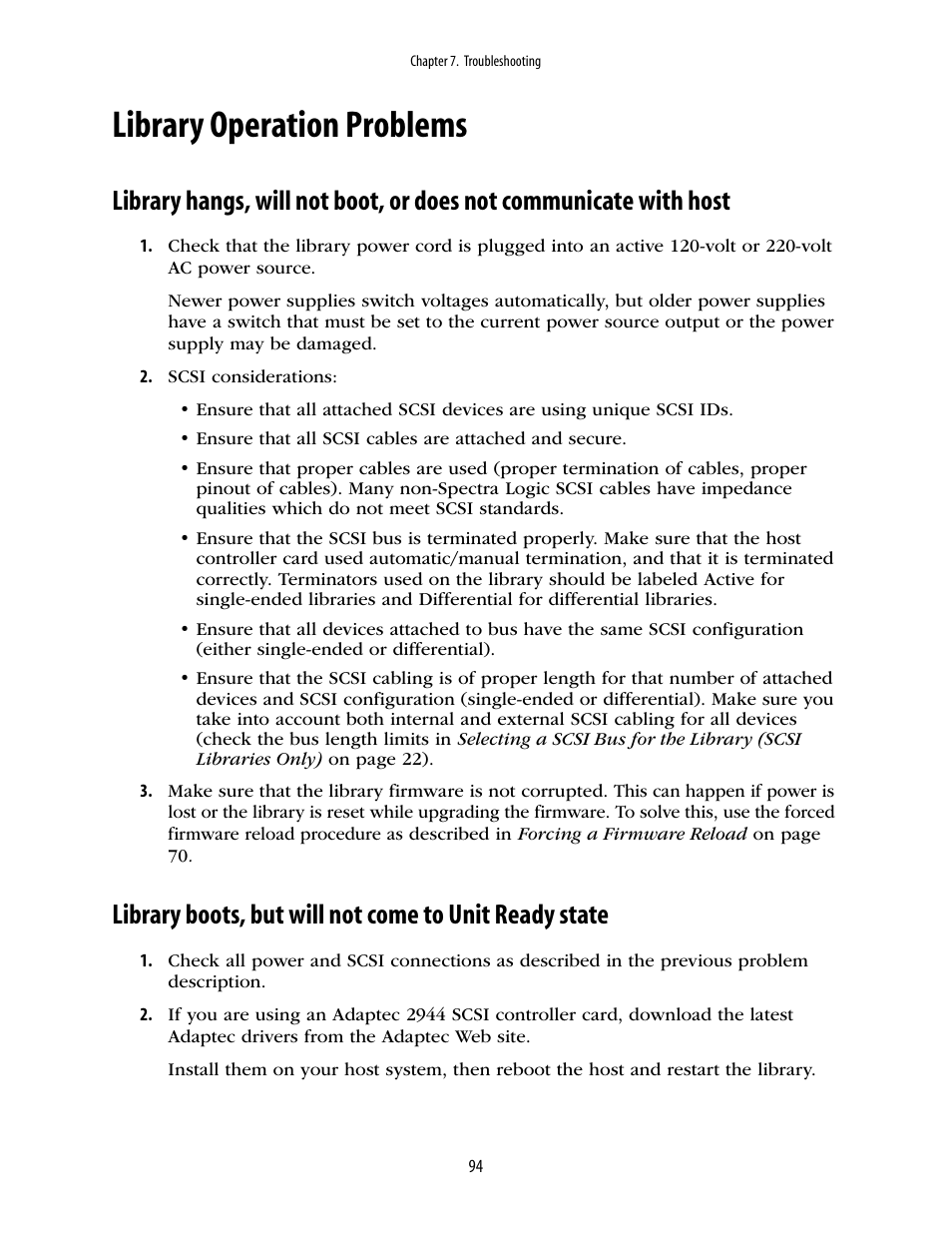 Library operation problems | Spectra Logic 10000 User Manual | Page 94 / 136
