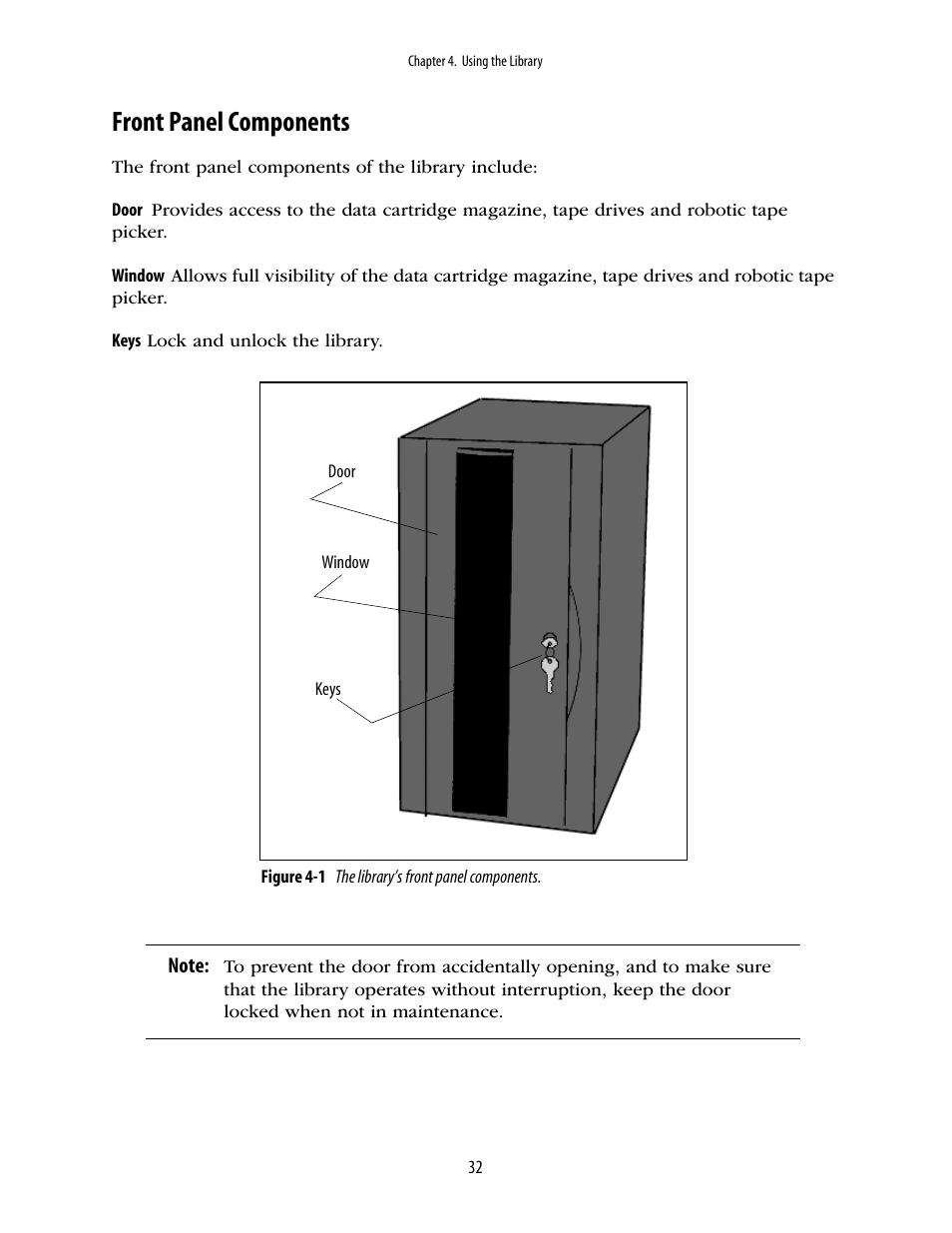 Front panel components | Spectra Logic 2K User Manual | Page 32 / 94